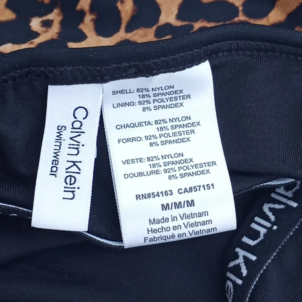 Calvin Klein Animal Print V-Wire‎ Bandeau Halter Tankini Swim Top Jaguar M